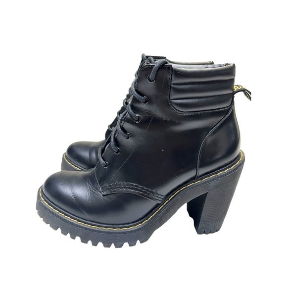 Doc Martens Persephone Black Leather Platform Heel Boots Size 8 - Picture 4 of 9